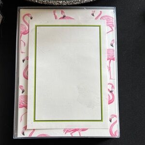 Flamingo Border Layered Customizable Stationery Set by William Arthur